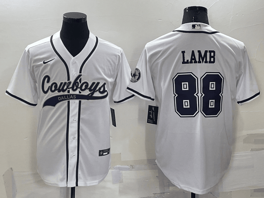 Men's Dallas Cowboys #88 CeeDee Lamb White Stitched Cool Base Baseball Jersey