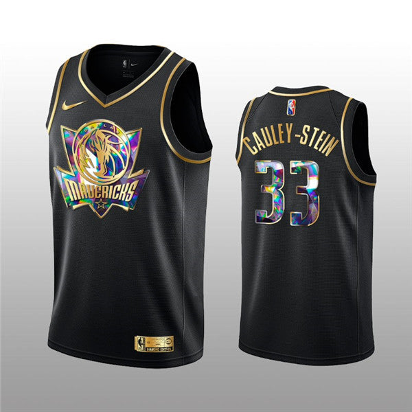 Men's Dallas Mavericks #33 Cauley-Stein 2021/22 Black Golden Edition 75th Anniversary Diamond Logo Stitched Basketball Basketball Jersey