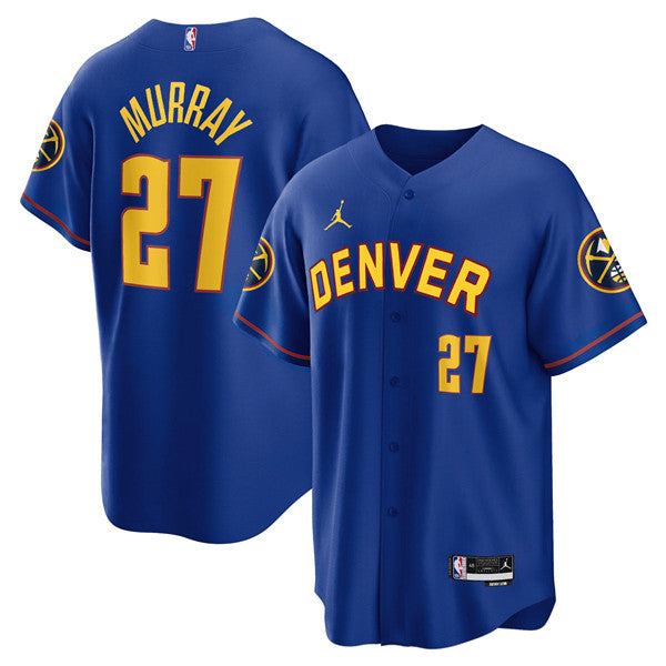 Men's Denver Nuggets #27 Jamal Murray Blue Stitched Baseball Basketball Jersey