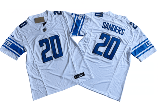 Men's Detroit Lions #20 Barry Sanders White 2023 F.U.S.E. Untouchable Limited Football Stitched Jersey