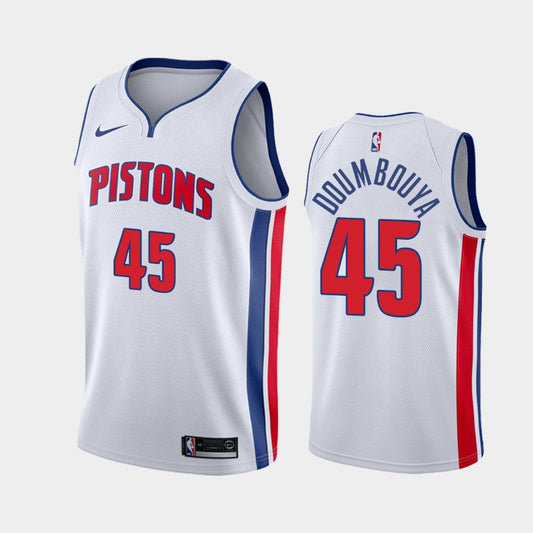 Men's Detroit Pistons #45 Sekou Doumbouya White Stitched Basketball Jersey