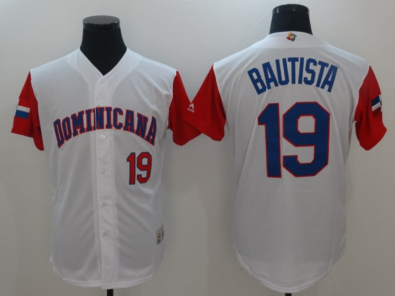 Men's Dominican Republic Baseball 19 Jose Bautista White 2017 World Baseball Classic Jersey