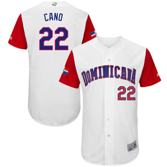 Men's Dominican Republic Baseball #22 Robinson Cano White 2017 World Baseball Classic Stitched WBC Jersey