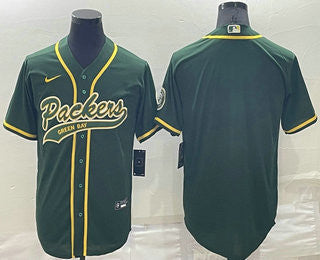 Men's Green Bay Packers Blank Green Stitched Cool Base Baseball Jersey