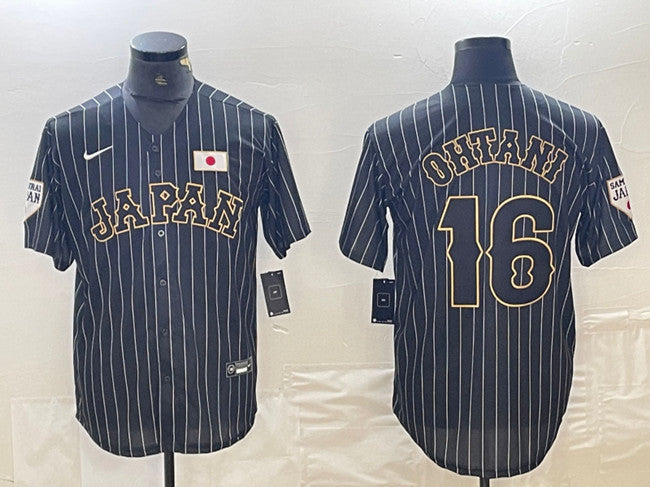 Men's Japan Baseball #16 Shohei Ohtani 2023 Black World Baseball Classic Stitched Jersey