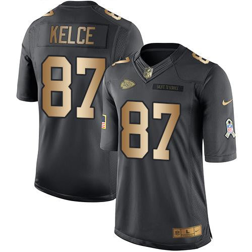 Men's Kansas City Chiefs Active Custom Black Gold Salute To Service Football Limited Jersey