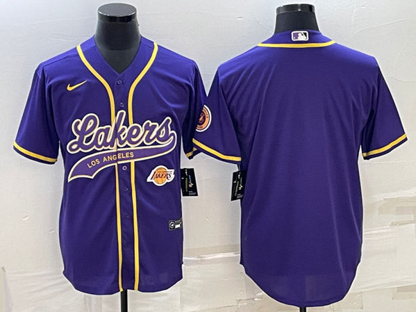 Men's Los Angeles Lakers Blank Purple With Patch Cool Base Stitched Baseball Basketball Jersey