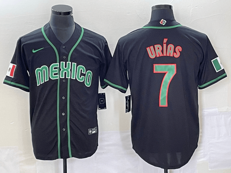 Men's Mexico Baseball #7 Julio UrÃ­as 2023 Black World Baseball Classic Stitched Jersey