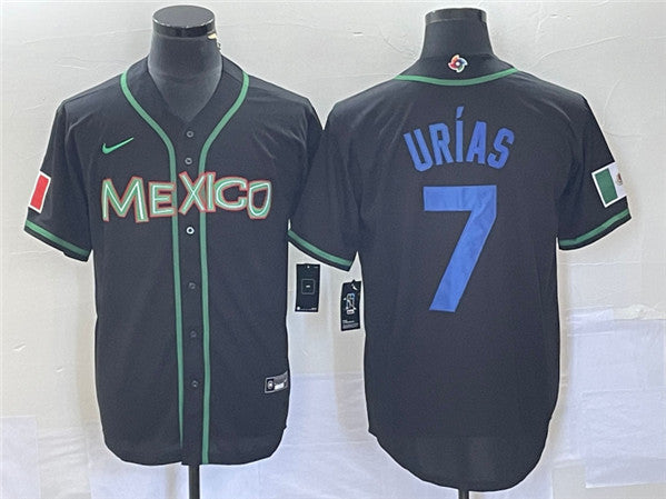 Men's Mexico Baseball #7 Julio UrÃ­as 2023 Black World Baseball With Patch Classic Stitched Jersey