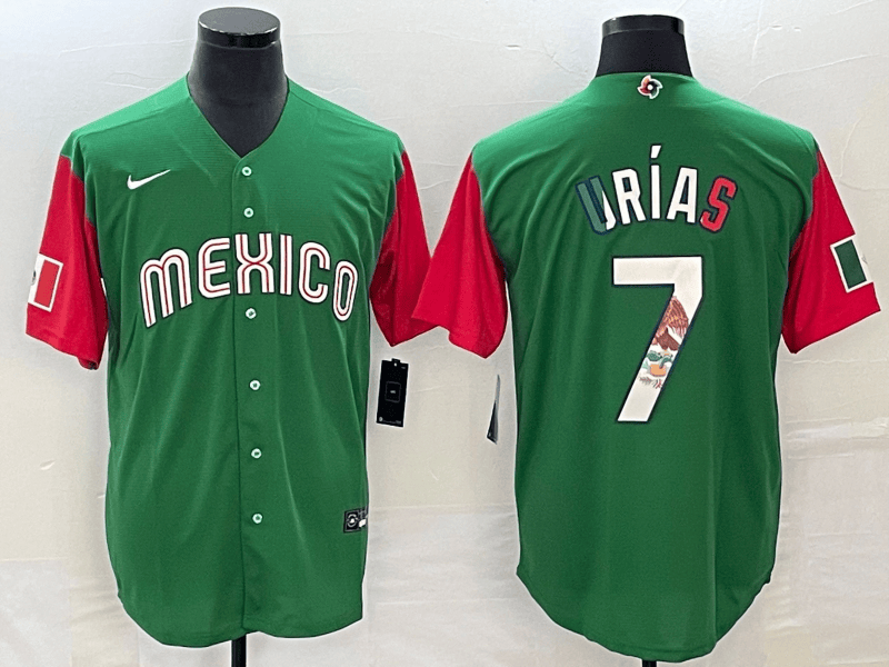 Men's Mexico Baseball #7 Julio UrÃ­as 2023 Green World Baseball Classic Stitched Jersey