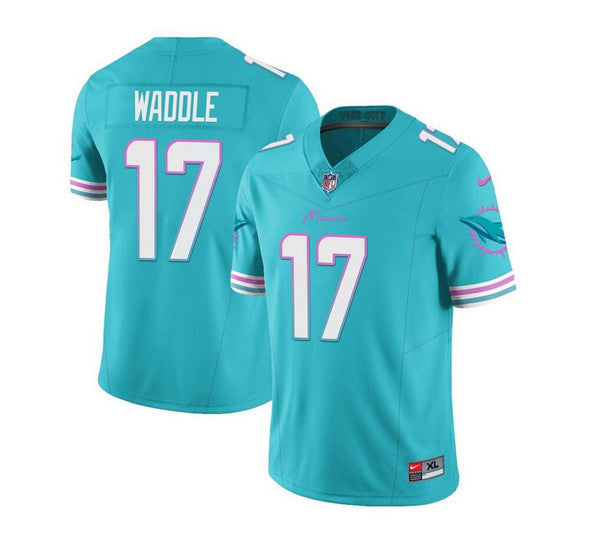 Men's Miami Dolphins #17 Jaylen Waddle Aqua 2023 F.U.S.E Limited Football Stitched Jersey