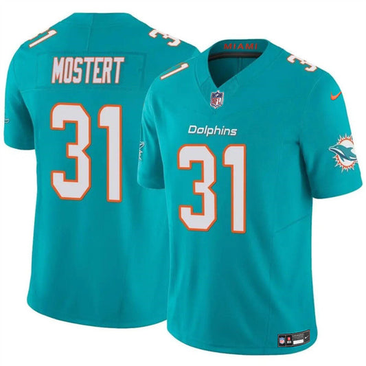 Men's Miami Dolphins #31 Raheem Mostert Aqua 2023 F.U.S.E Limited Football Stitched Jersey