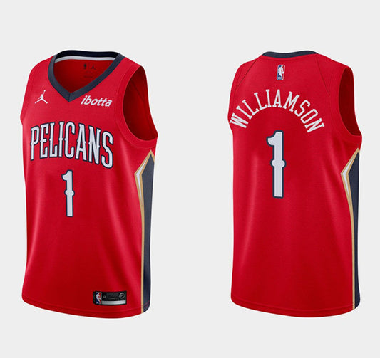 Men's New Orleans Pelicans #1 Zion Williamson Red Stitched Basketball Jersey