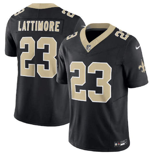 Men's New Orleans Saints #23 Marshon Lattimore Black 2023 F.U.S.E. Untouchable Limited Football Stitched Jersey