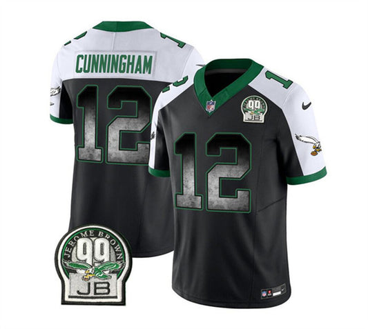 Men's Philadelphia Eagles #12 Randall Cunningham Black/White 2023 F.U.S.E. Throwback Vapor Untouchable Limited Football Stitched Jersey