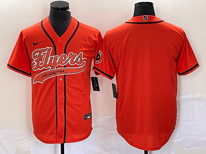 Men's Philadelphia Flyers Blank Orange Cool Base Stitched Baseball Hockey Jersey