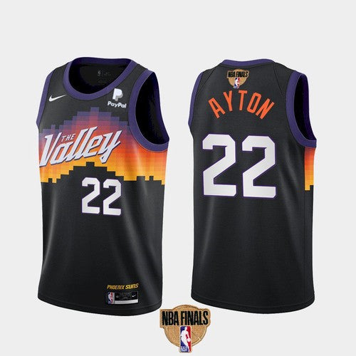 Men's Phoenix Suns #22 Deandre Ayton 2021 Black Finals City Edition Stitched Basketball Jersey (Check description if you want Women or Youth size)