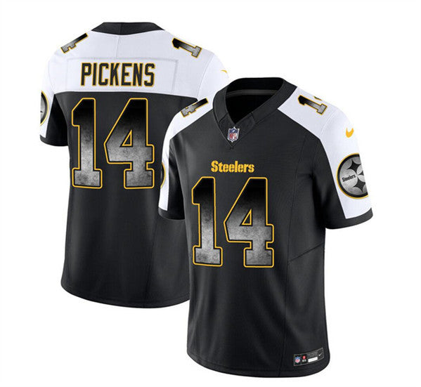 Men's Pittsburgh Steelers #14 George Pickens Black/White 2023 F.U.S.E. Untouchable Limited Football Stitched Jersey