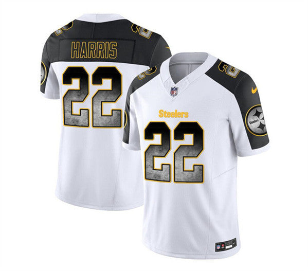 Men's Pittsburgh Steelers #22 Najee Harris White/Black 2023 F.U.S.E. Untouchable Limited Football Stitched Jersey