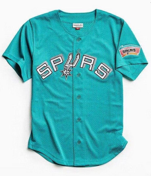 Men's San Antonio Spurs Teal Cool Base Stitched Baseball Basketball Jersey