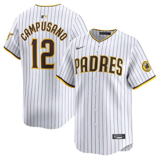 Men's San Diego Padres #12 Luis Campusano White 2024 Home Limited Baseball Stitched Jersey