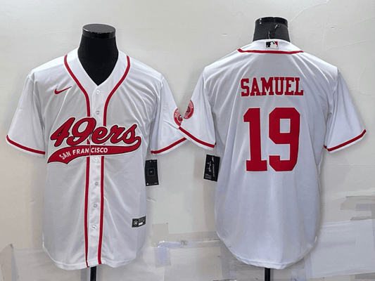 Men's San Francisco 49ers #19 Deebo Samuel White Stitched Cool Base Baseball Jersey