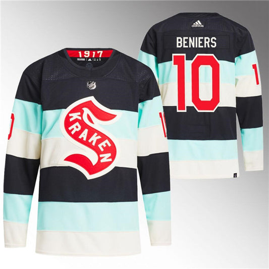 Men's #10 Matty Beniers Deep Sea Blue 2024 Winter Classic Primegreen Stitched Hockey Jersey