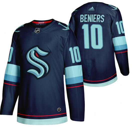 Men's #10 Matty Beniers Navy Stitched Hockey Jersey