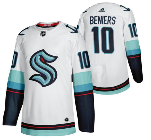 Men's #10 Matty Beniers White Stitched Hockey Jersey