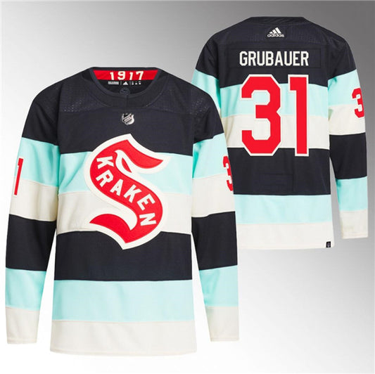 Men's #31 Philipp Grubauer Deep Sea Blue 2024 Winter Classic Primegreen Stitched Hockey Jersey