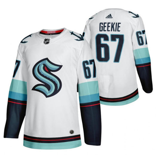 Men's #67 Morgan Geekie White Stitched Hockey Jersey