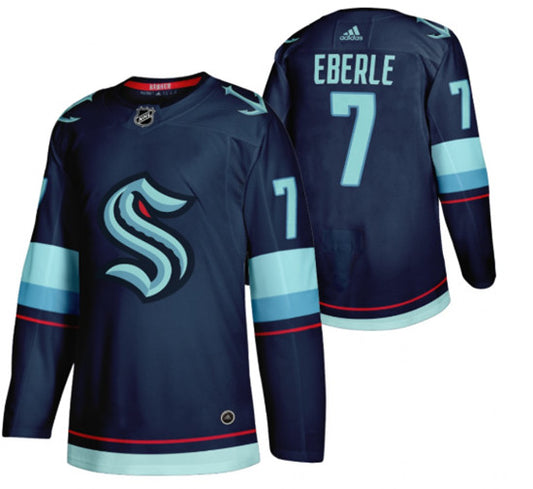 Men's #7 Jordan Eberle Navy Stitched Hockey Jersey