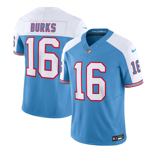 Men's Tennessee Titans #16 Treylon Burks Blue/White 2023 F.U.S.E. Limited Throwback Football Stitched Jersey