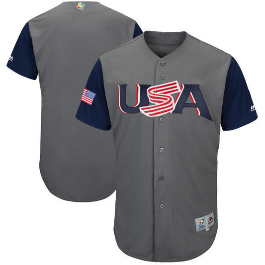 Men's USA Baseball Majestic Gray 2017 World Baseball Classic Authentic Team Jersey