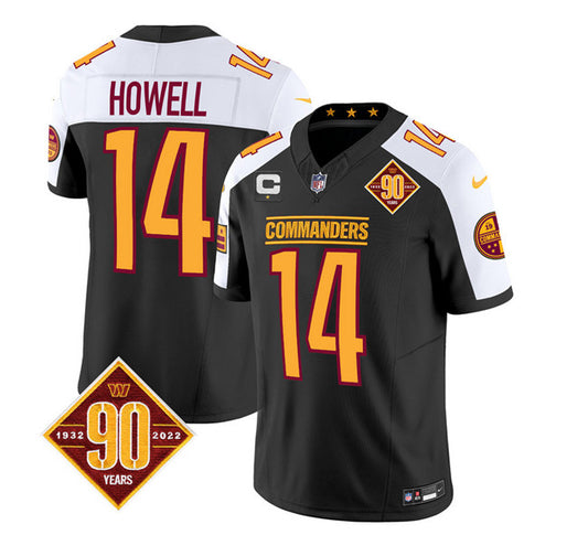 Men's Washington Commanders #14 Sam Howell Black/White 2023 F.U.S.E. 90th Anniversary Vapor Limited Football Stitched Jersey