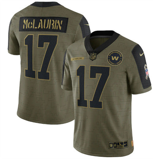 Men's Washington Football Team #17 Terry McLaurin 2021 Olive Salute To Service Limited Stitched Jersey