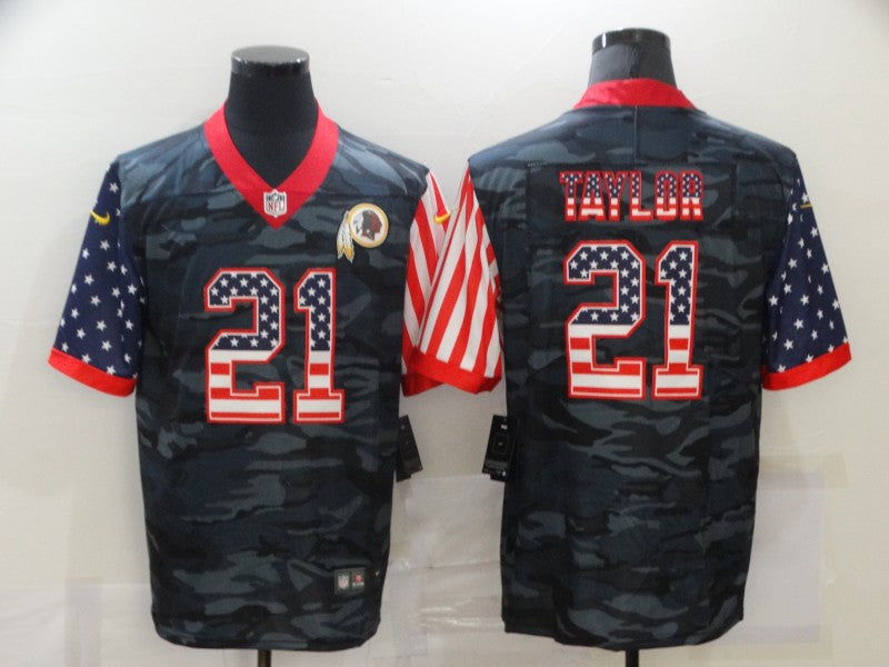 Men's Washington Football Team #21 Sean Taylor 2020 Camo USA Flag Limited Stitched Jersey