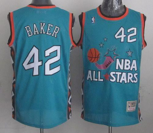 Mitchell And Ness Bucks #42 Vin Baker Light Blue 1996 All star Stitched Basketball Jersey