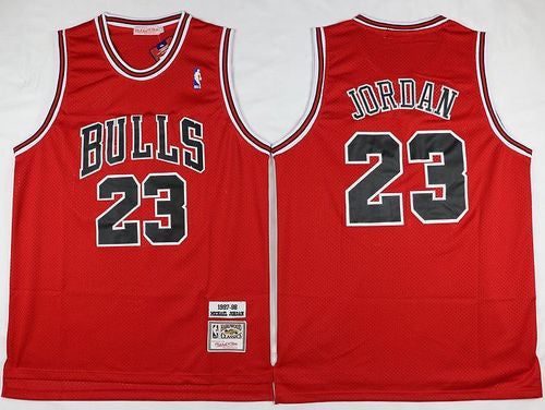 Mitchell and Ness Bulls #23 Michael Jordan Stitched Red Throwback Basketball Jersey