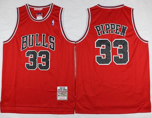 Mitchell And Ness Bulls #33 Scottie Pippen Red Throwback Stitched Basketball Jersey