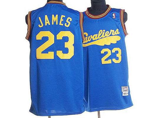 Mitchell and Ness Cavaliers #23 LeBron James Blue Throwback Stitched Basketball Jersey