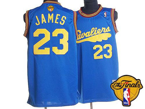 Mitchell and Ness Cavaliers #23 LeBron James Blue Throwback The Finals Patch Stitched Basketball Jersey