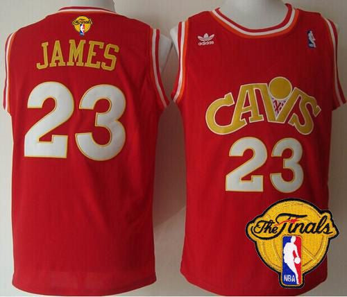 Mitchell and Ness Cavaliers #23 LeBron James Red CAVS The Finals Patch Stitched Basketball Jersey