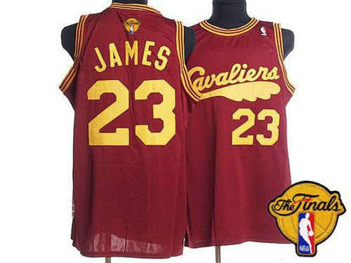 Mitchell and Ness Cavaliers #23 LeBron James Red Throwback The Finals Patch Stitched  Basketball Jersey