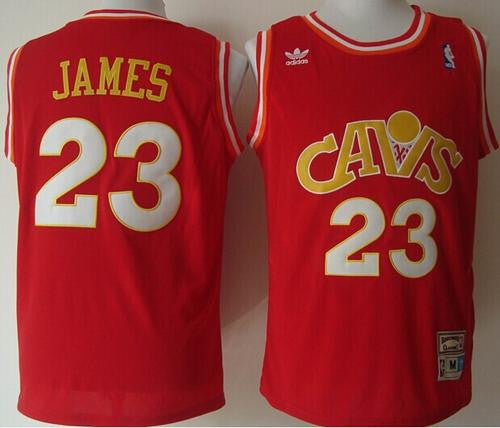 Mitchell and Ness Cavaliers #23 LeBron James Stitched Red CAVS Basketball Jersey