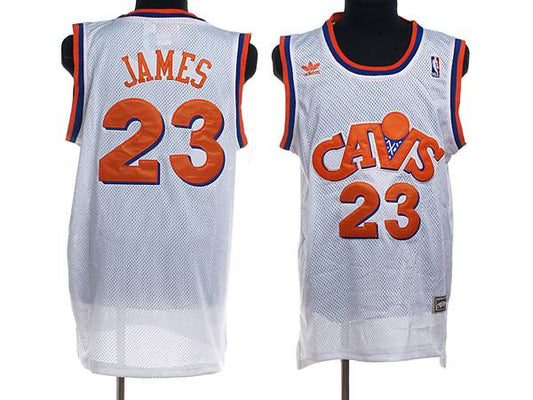 Mitchell and Ness Cavaliers #23 LeBron James Stitched White CAVS Basketball Jersey