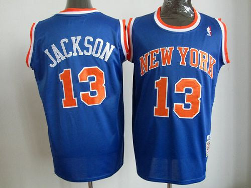 Mitchell And Ness Knicks #13 Mark Jackson Blue Throwback Stitched Basketball Jersey