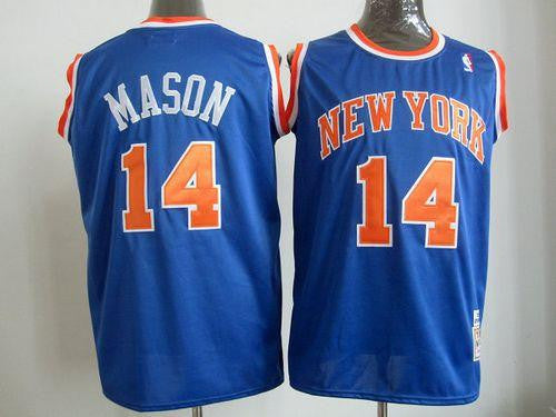 Mitchell And Ness Knicks #14 Anthony Mason Blue Throwback Stitched Basketball Jersey