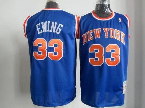 Mitchell And Ness Knicks #33 Patrick Ewing Blue Stitched Basketball Jersey