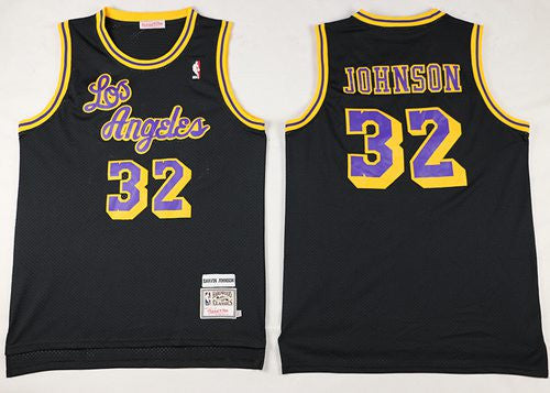 Mitchell And Ness Lakers #32 Magic Johnson Black Throwback Stitched Basketball Jersey